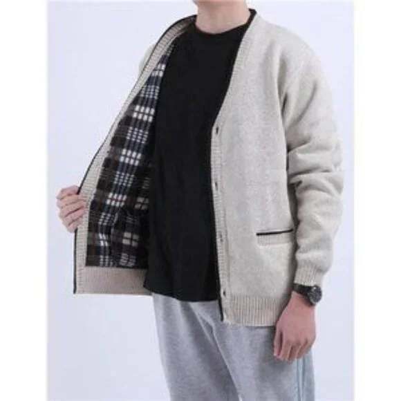 New Men's Cardigans Slim Fit Beige​ - Picture 5 of 8